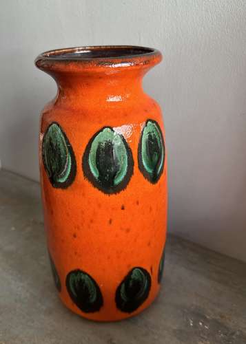 Green leaf vase - West German pottery