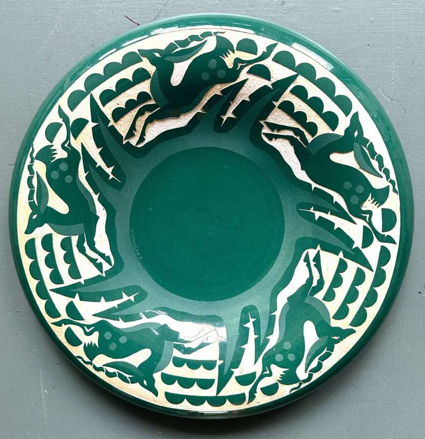 Glazed and Etched Ceramic Plate - Roger Mequinion