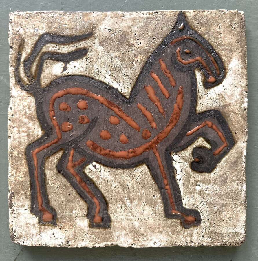 Ceramic Horse Tile - French 1960s